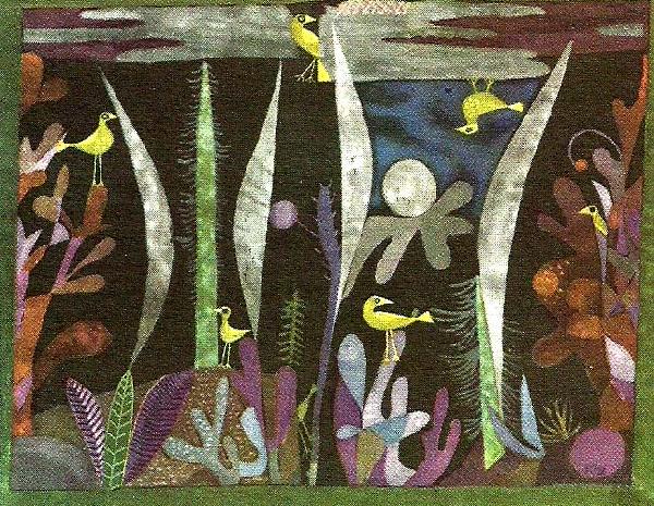 Paul Klee landskap med  gula faglar oil painting image